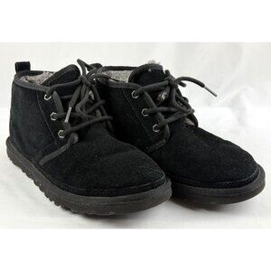 UGG Neumel Boots Men Size 6 Shoes Black Suede Sheepskin Wool Lace Up Women 7
